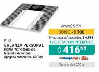Cooperativa Obrera B-15 Balanza Personal oferta