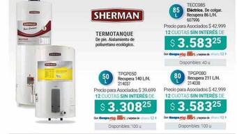 Cooperativa Obrera Sherman Termotanque oferta