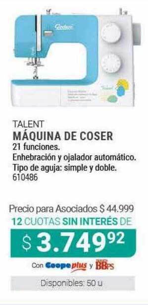 Cooperativa Obrera Talent Máquina De Coser oferta