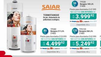 Cooperativa Obrera Saiar Termotanque oferta