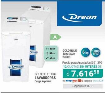 Cooperativa Obrera Drean Gold Blue Eco+ Lavarropas oferta