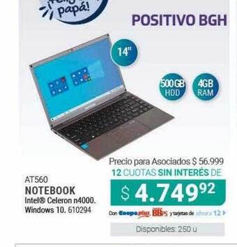 Cooperativa Obrera Positivo Bgh At560 Notebook oferta