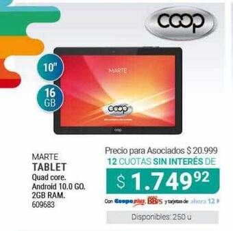 Cooperativa Obrera Marte Tablet Coop oferta