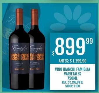 Supermercados Todo Vino Bianchi Famiglia Varietales oferta