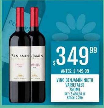Supermercados Todo Vino Benjamín Nieto Varietales oferta