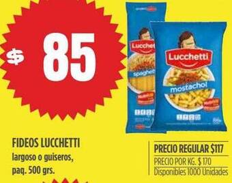 Supermercados Vea Fideos Lucchetti oferta