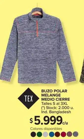 Carrefour Tex Buzo Polar Melange Medio Cierre oferta