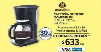 Carrefour Mandine Cafetera De Filtro Mcm8616-18l 40 30% Descuento oferta