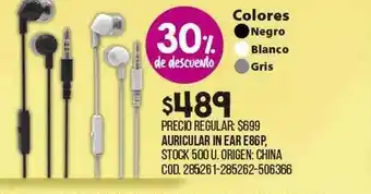 Coto Auricular In Ear E86p 30% De Descuento oferta