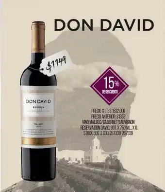 Coto Vino Malbec Cabernet Sauvignon Reserva Don David oferta