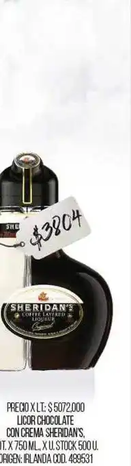 Coto Licor Chocolate Con Crema Sheridan's oferta