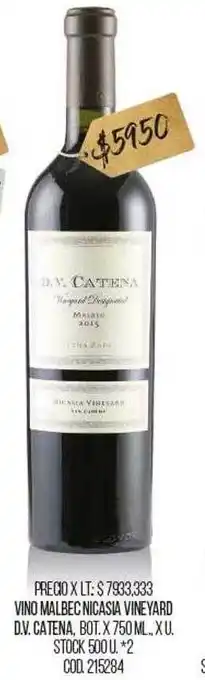 Coto Vino Malbec Nicasia Vineyard D.v. Catena oferta
