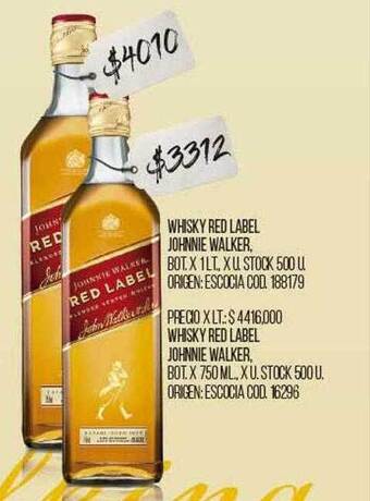Coto Whisky Red Label Johnnie Walker oferta