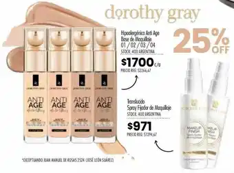 Pigmento Dorothy Gray Hipoalergénico Anti Age Base De Maquillaje Translucido Spray Fijador De Maquillaje oferta