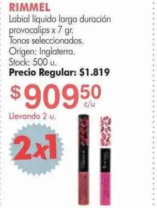 Simplicity Rimmel Labial Líquido Larga Duración Provocalips oferta