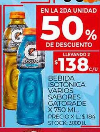 Supermercados DIA Bebida Isotónica Varios Sabores Gatorade En La 2da Unidad 50% De Descuento oferta