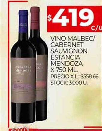 Supermercados DIA Vino Malbec Cabernet Sauvignon Estancia Mendoza oferta