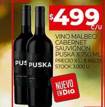 Supermercados DIA Vino Malbec Cabernet Sauvignon Puska oferta