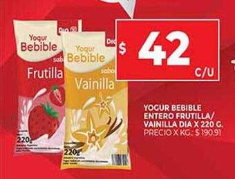 Supermercados DIA Yogur Bebible Entero Frutilla Vainilla Dia oferta