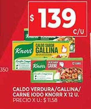Supermercados DIA Caldo Verdura Gallina Carne Iodo Knorr oferta
