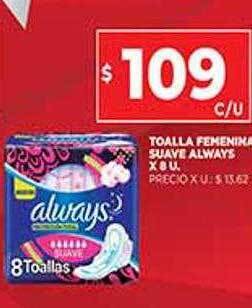 Supermercados DIA Toalla Femenina Suave Always oferta