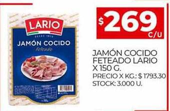 Supermercados DIA Jamón Cocido Feteado Lario oferta