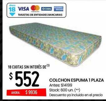 Changomas Colchon Espuma 1 Plaza oferta