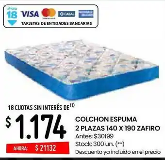 Changomas Colchon Espuma 2 Plazas 140 X 190 Zafiro oferta