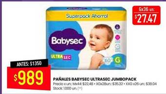Changomas Pañales Babysec Ultrasec Jumbopack oferta