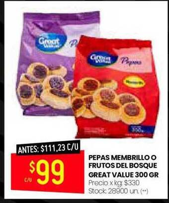 Changomas Pepas Membrillo O Frutos Del Bosque Great Value oferta