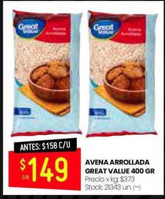Changomas Avena Arrollada Great Value oferta