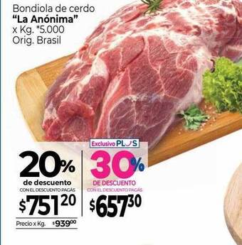 La Anonima Bondiola De Cerdo oferta