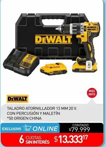 La Anonima Dewalt Taladro Atornillador 13 Mm 20 V Con Percusión Y Maletín oferta
