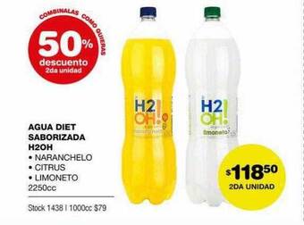 Atomo Conviene Agua Diet Saborizada H2oh 50% Descuento 2da Unidad oferta