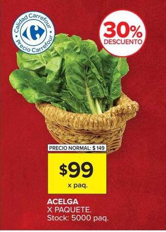 Carrefour Acelga X Paquete 30% Descuento oferta