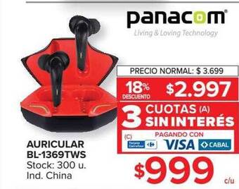 Carrefour Panacom Auricular Bl-1369tws oferta