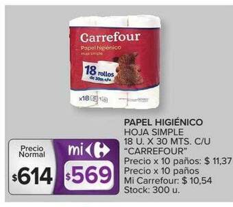 Carrefour Papel Higiénico Hoja Simple oferta