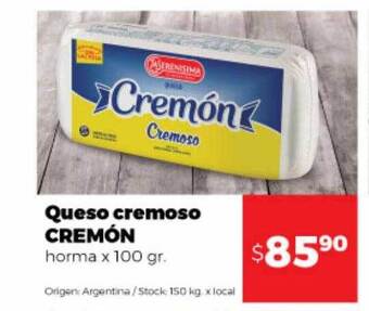 Disco Queso Cremoso Cremón Horma oferta