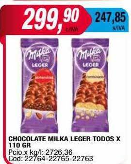 Maxiconsumo Chocolate Milka Leger oferta