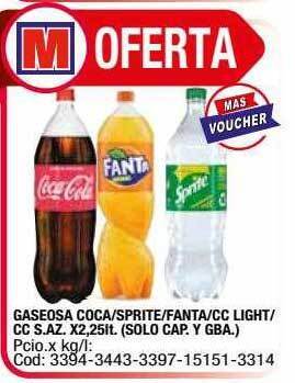 Maxiconsumo Gaseosa Coca-sprite-fanta-cc Light oferta