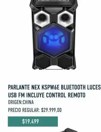 Jumbo Parlante Nex Kspw6e Bluetooth Luces Usb Fm Incluye Control Remoto oferta