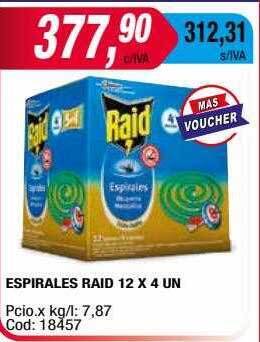 Maxiconsumo Espirales Raid 12 X 4 Un oferta