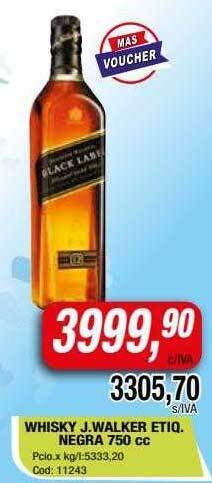 Maxiconsumo Whisky J. Walker Etiq Negra oferta