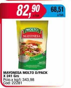 Maxiconsumo Mayonesa Molto D Pack oferta