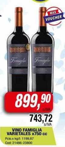 Maxiconsumo Vino Famiglia Varietales oferta