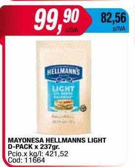 Maxiconsumo Mayonesa Hellmanns Light D-pack oferta