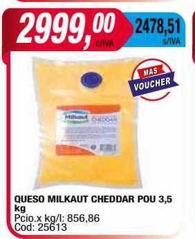 Maxiconsumo Queso Milkaut Cheddar Pou oferta