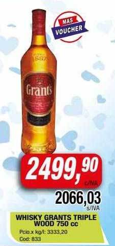 Maxiconsumo Whisky Grants Triple Wood oferta