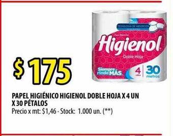 Punto Mayorista Papel Higiénico Higienol Doble Hoja oferta