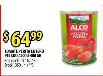Punto Mayorista Tomate Perita Entero Pelado Alco oferta